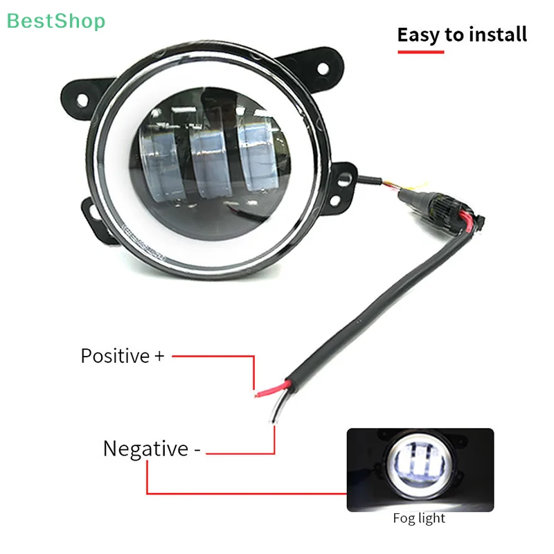 سيارة LED 4 بوصة المصد الأمامي الضباب الخفيف للطرق الوعرة مع/بدون الأبيض الأصفر خاتم على شكل هالة DRL عيون الملاك مصباح 30 واط أضواء الضباب