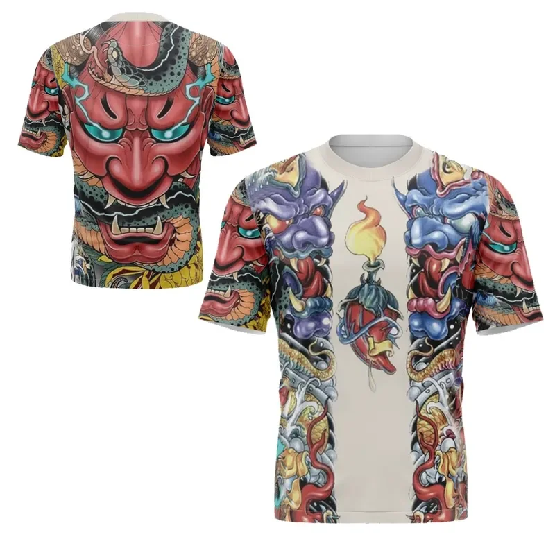 Japanese Tattoo Half Armor Prajna 3D Print T Shirt Men Summer Harajuku Casual Short Sleeve Tee Tops 2026