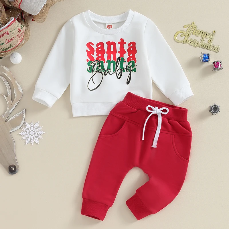 Baby Girls Christmas Outfits Reindeer Print Ruffle Sleeve Tops and Plaid Pants 2Pcs Winter Clothes Set for Toddler Kids