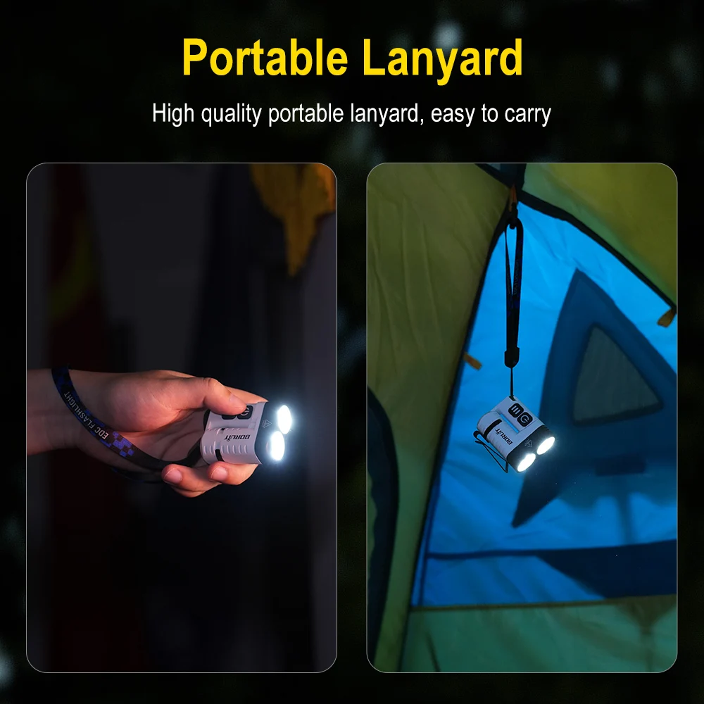 Imagem -05 - Boruit-recarregável Lanterna Led Keychain u6 1600lm Ímã Edc Ip68 Usb Impermeável Camping Pesca Tocha Lâmpada de Emergência