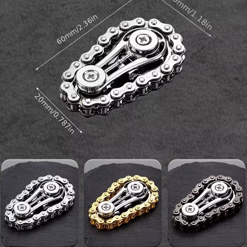 Engrenagens de liga de zinco, correntes de bicicleta DIY, artefato de descompressão giroscópio na ponta do dedo, brinquedos de mesa, artefato de pensamento para porta fácil