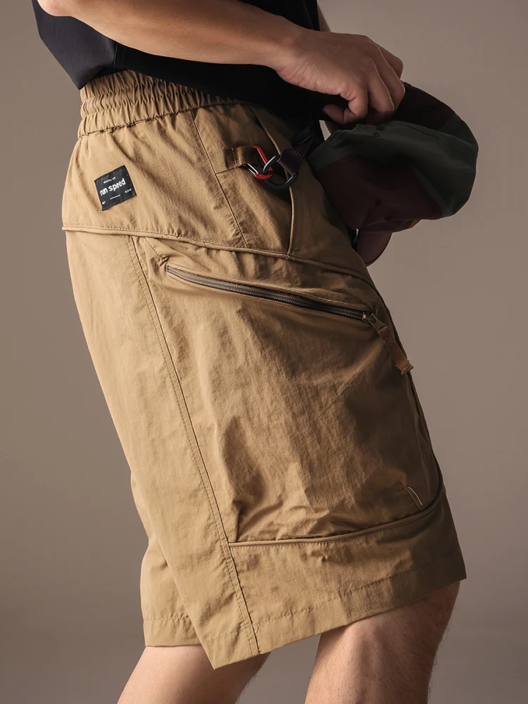 

High-End Ice Silk Cool Sensation Workwear orts Men's Summer Thin Trendy Outdoor Functional Qui Dry Loose Five-Quarter Pants