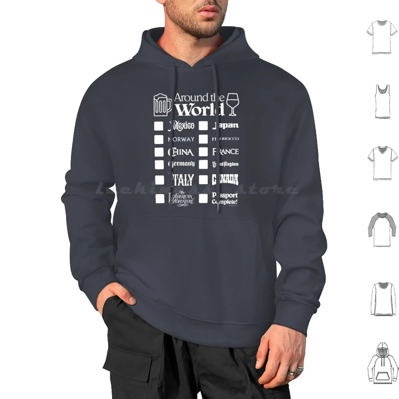 Drink Around The World ( White Text , Mexico First ) Hoodies Long Sleeve Drink Around The World Drinking Around The