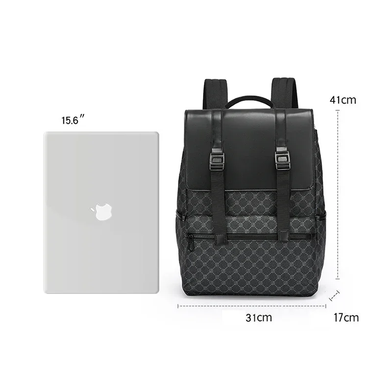 Fashion Cover PU Leather Men\'s Backpack Luxury Quality Business Laptop Backpack Elegant Travel Briefcase Backpacks for Men