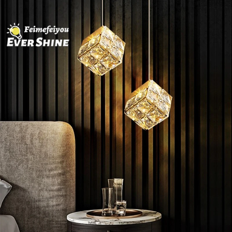 LED Pendant Lamp Crystal Light Rubik's Cube Indoor Home Bbedroom Bedside Living Room Dining Room Staircase Bar LED Pendant Lamp