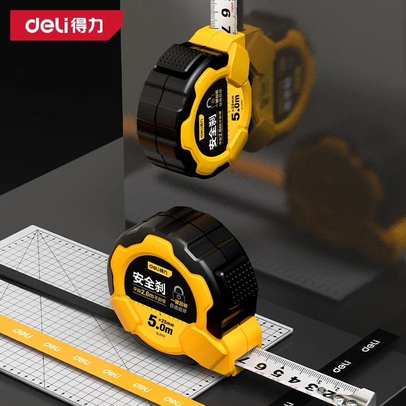 Deli-cinta métrica de 5 metros, escala gruesa de precisión, herramienta de medición multiusos resistente al agua y al desgaste