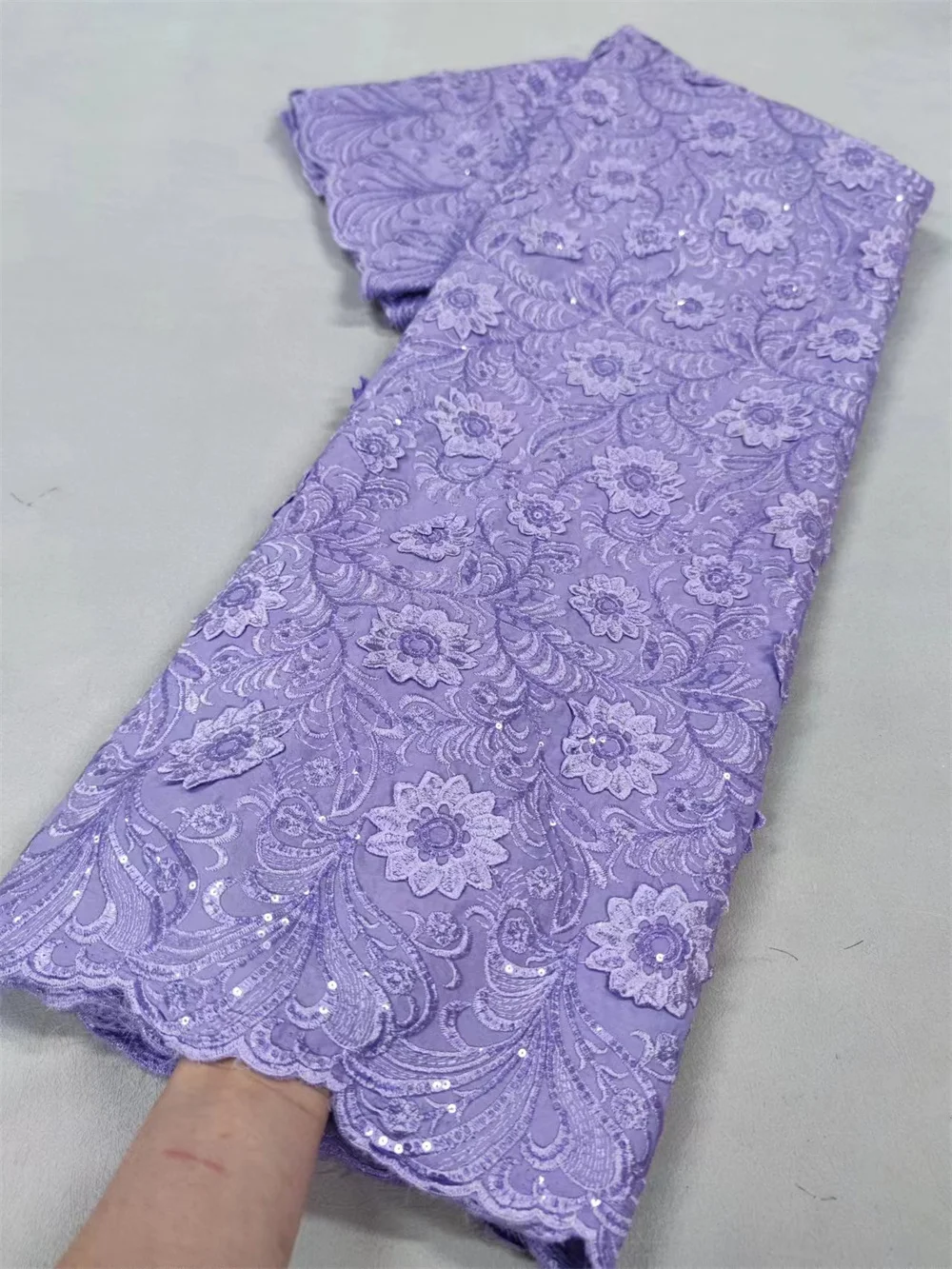 

Purple African Chiffon Lace Fabric 2024 High Quality Chiffon Lace French Tulle Lace Fabric For Nigeria Women Wedding PartWp441-1