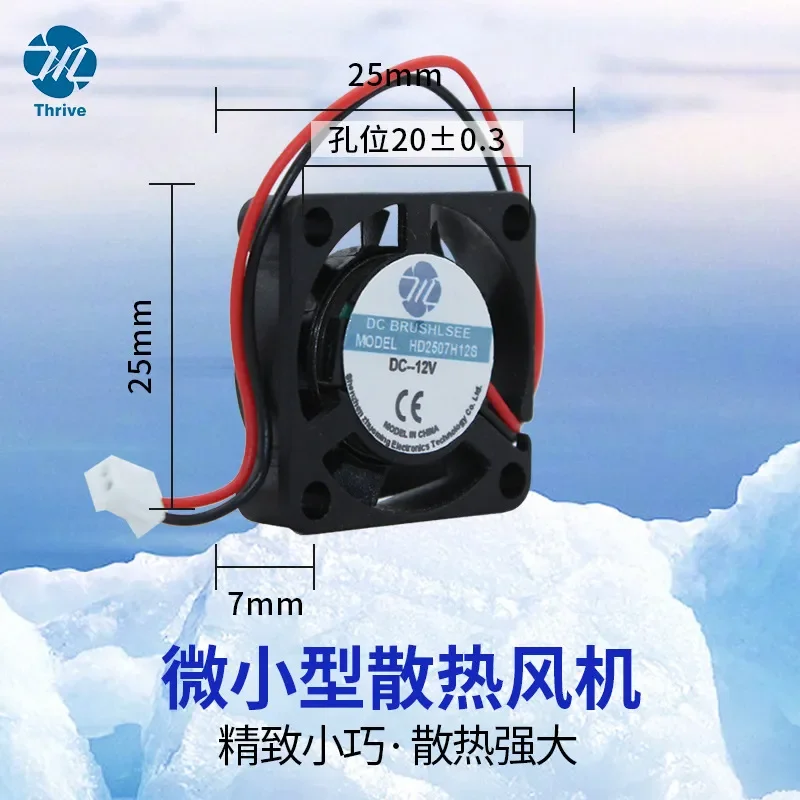 Ultra-Thin Micro 2.5cm DC Cooling Fan for 2507 5V 12V Small Chip Radiator