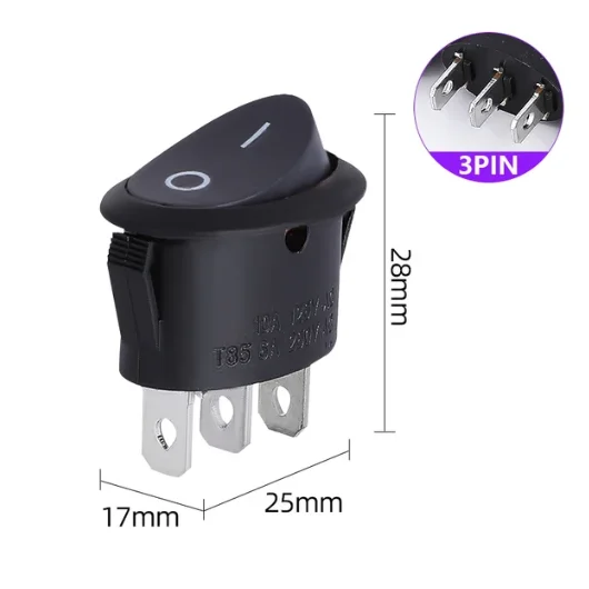 KCD7 Oval Rocker Marine Switch Pushbutton 2-Pin 2-Speed 3-Pin 2/3-Speed Fan with LED Kettle Power Switch 6A 250VAC 10A 125V