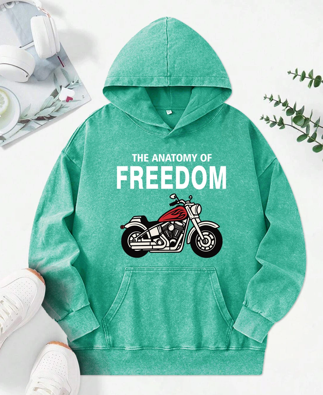 The Anatomy Of Freedom Prints Washed Hoodie Women Y2K Comfortable All-Match Clothes Autumn Loose Hoody Cotton Pocket Pullovers