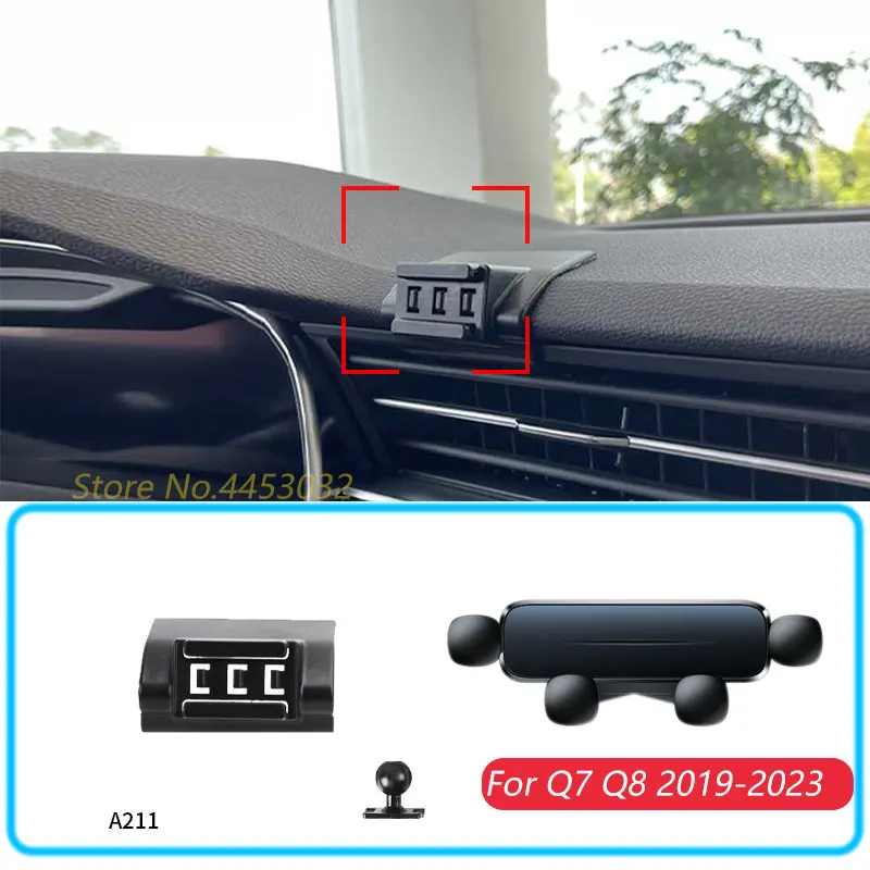Car Phone Holder For Audi Q7 Q8 2019-2023 Gravity Stand Mount Support Horizontal GPS Mobile Bracket Accessories With a Base