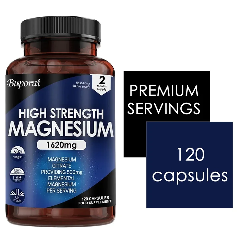 

High Strength Magnesium 1620mg - Promotes Bone and Muscle Health, Relieves Leg Cramps, Enhances Absorption, and Improves Sleep