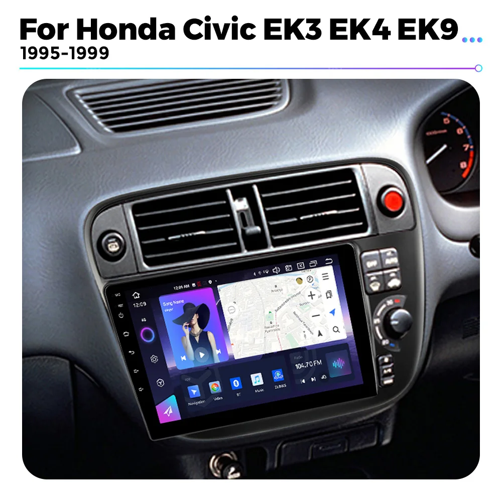 For Honda Civic EK3/EK4/EK9 1995-1999 Multimedia Video Player 2 Din Carplay Auto Navigation GPS Android 13 car radio WIFI 256GB