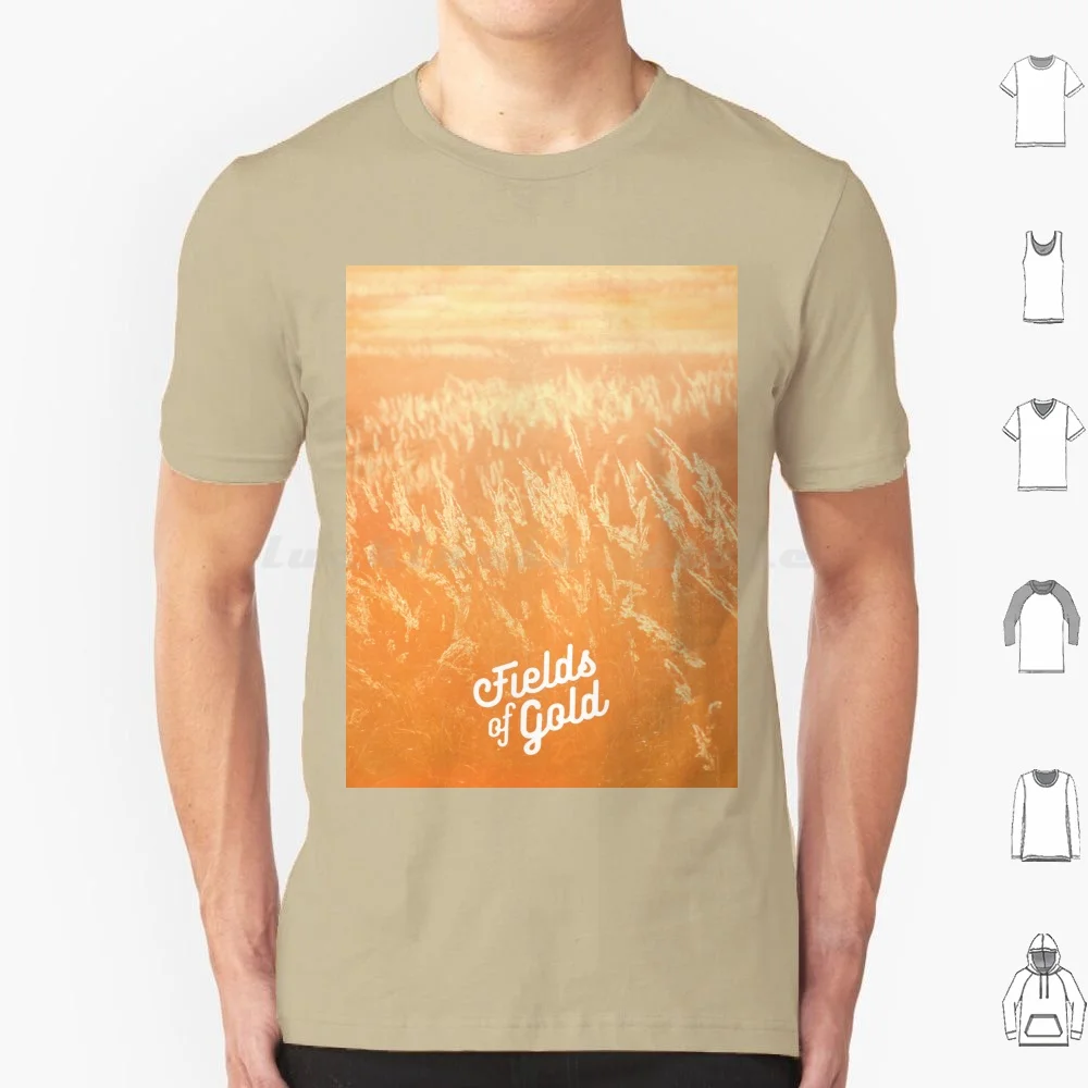 Fields Of Gold T Shirt 6xl Cotton Cool Tee Field Grass Golden Yellow Gold Reed Autumn Sunset Backlit Orange Fall Zen