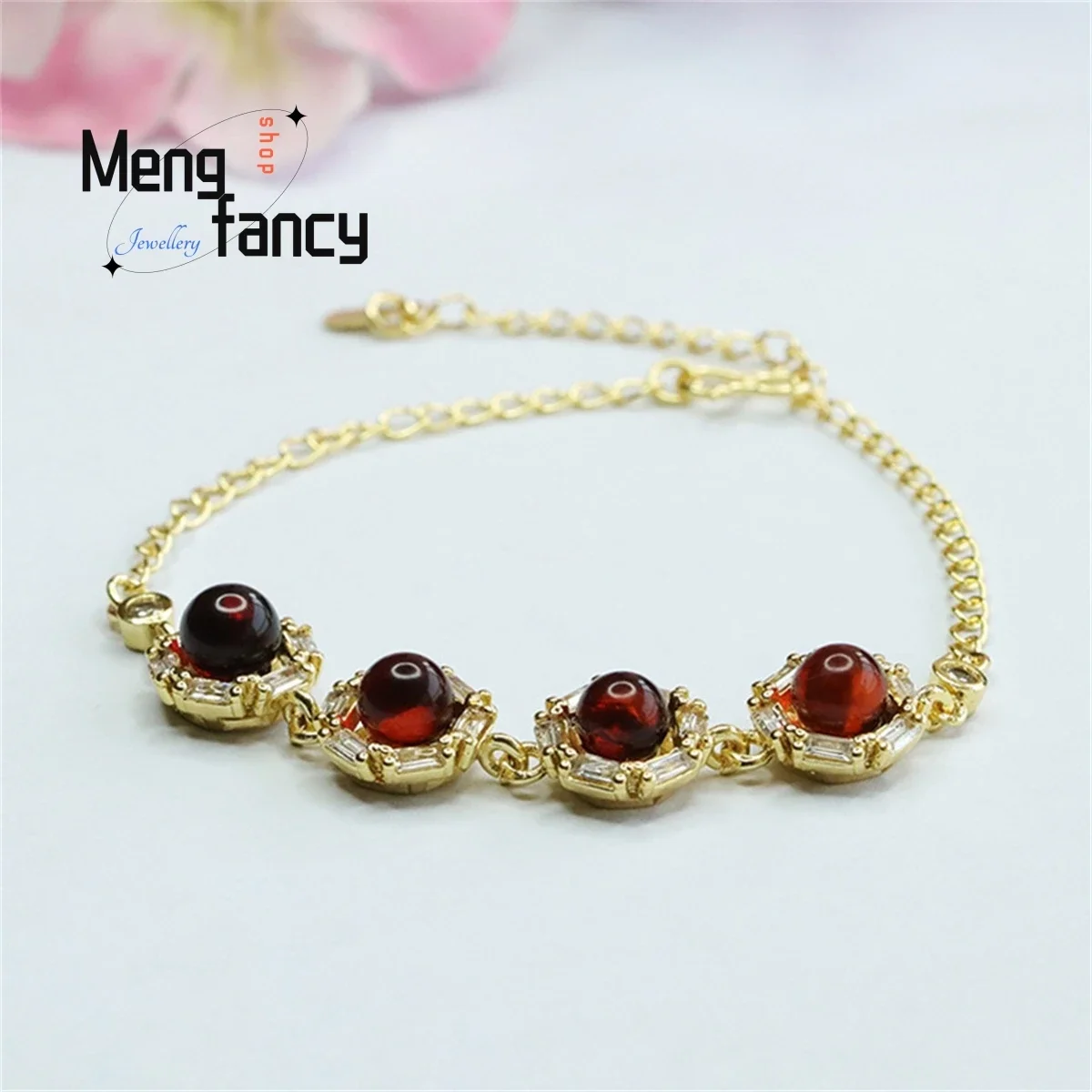 

Natural Amber Water Purifying Blood Pearl Bracelet Simple Generous Personalized Fashion Versatile Exquisite Retro Luxury Jewelry