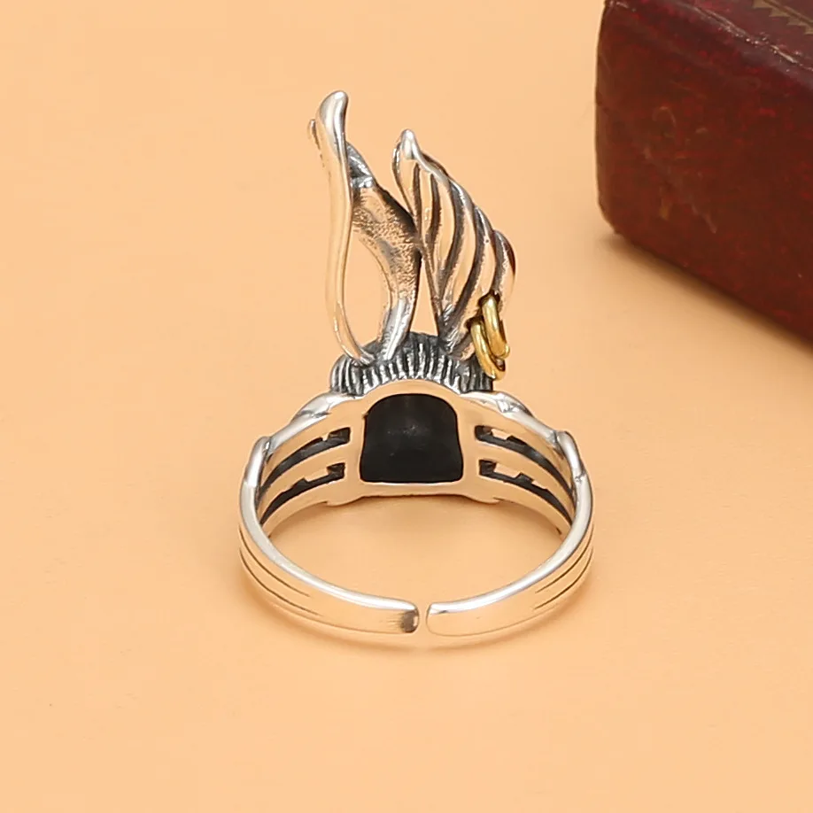 925 Sterling Silver Jewelry Vintage Red/blue Eye Mr. Rabbit Finger Rings for Women Wedding Party Jewelery for Girls Friends Gift - view 4