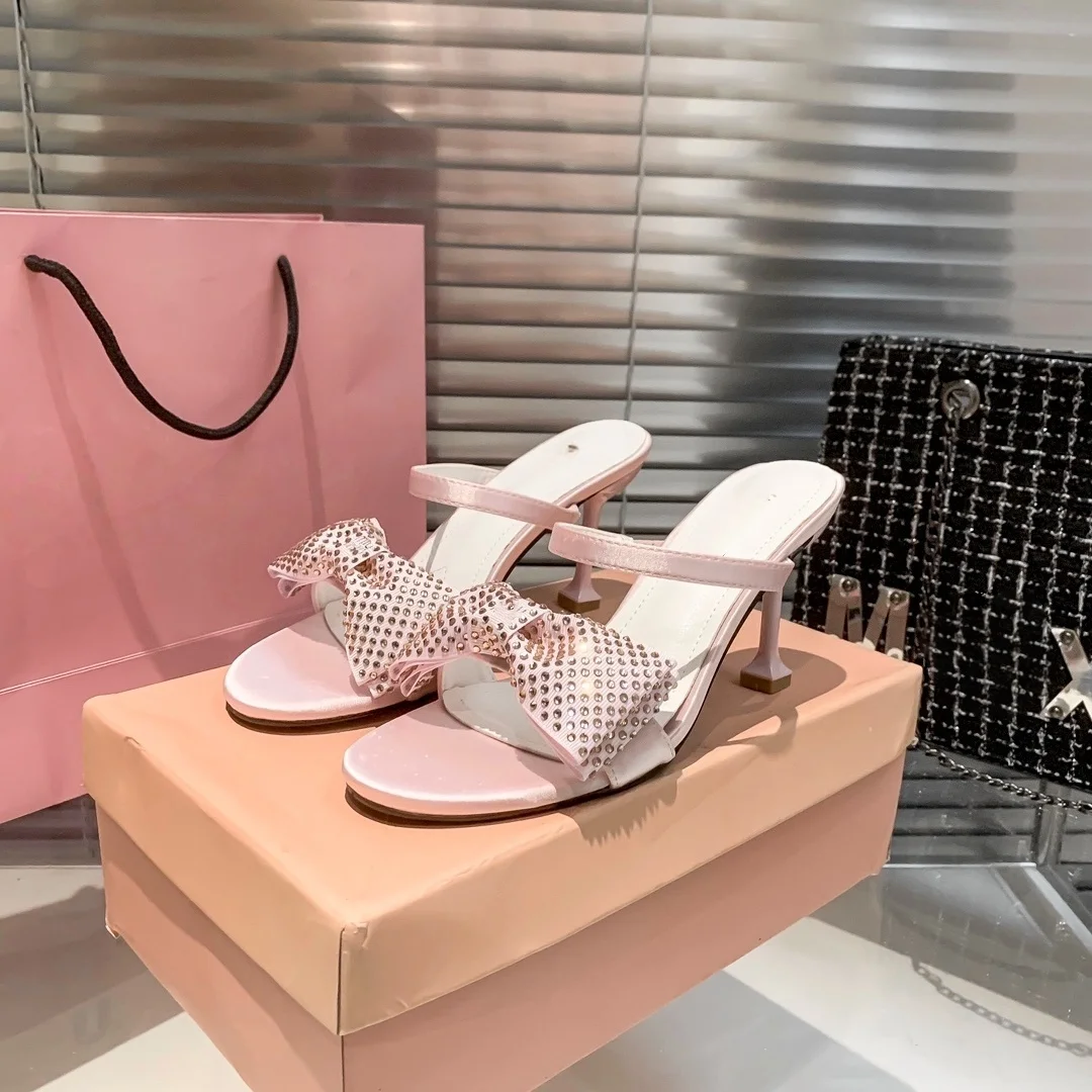 

Women's Rhinestone Bow Heels Ankle Strap Pointed Toe Stiletto Heeled Sandals Wedding Bridal Dress Pumps Shoes