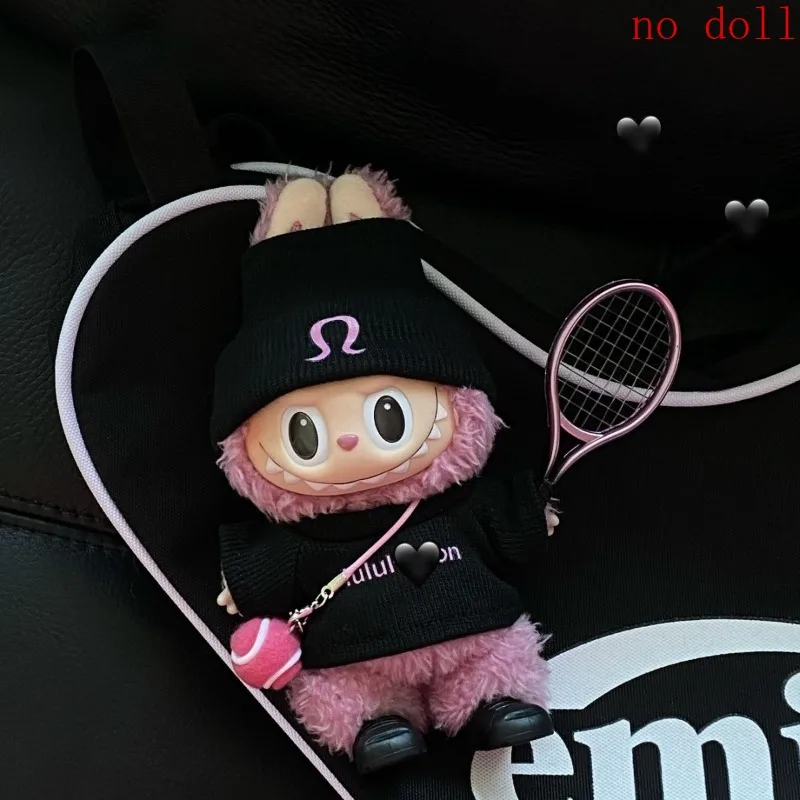 

Labubu Doll Clothes Knitted Cap and Trousers Tennis Set with Racket and Tennis Ball Doll Outfit Handmade Fashion Doll Clothes