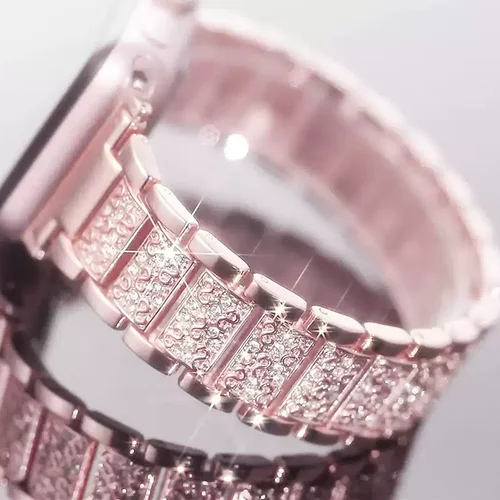 Imagen 2 del producto Correa ostentosa de diamante para Apple Watch Band 49-45-40mm 44-41mm 46-42mm correa de Metal para IWatch Series 10 9 8 7 SE 6 5 pulsera de mujer