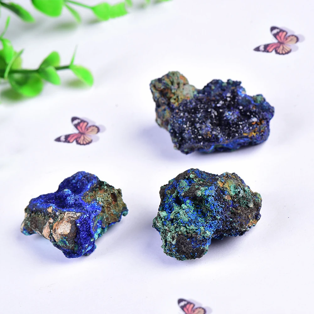 Natural blue copper ore irregular raw stone crystal mineral specimen fragile spiritual healing alkaline copper carbonate mineral