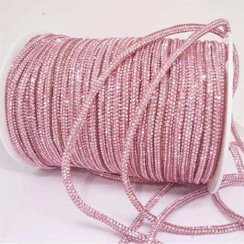 1‑50M 4MM Rhinestone Cord Glitter Round Rope Cuttable Bling String For Clothes Shoes Bags Headwear DIY Craft Decoration