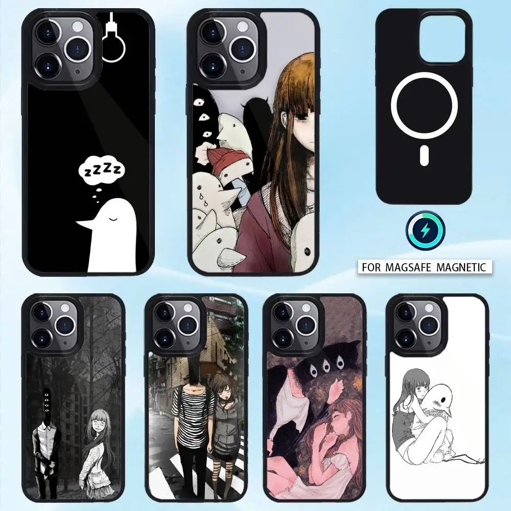 

Goodnight Oyasumi Punpun Phone Case Magnetic For iPhone16 15 14 13 12 Pro Max For Magsafe Wireless Charging Cover