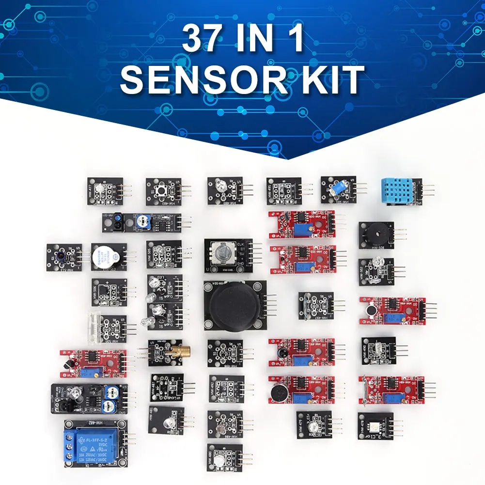 37 in 1 Sensor Kits Contain RGB Joystick Photosensitive Sensor Module Kits Rotary Encoder Obstacle Avoidance for Arduino DIY Kit