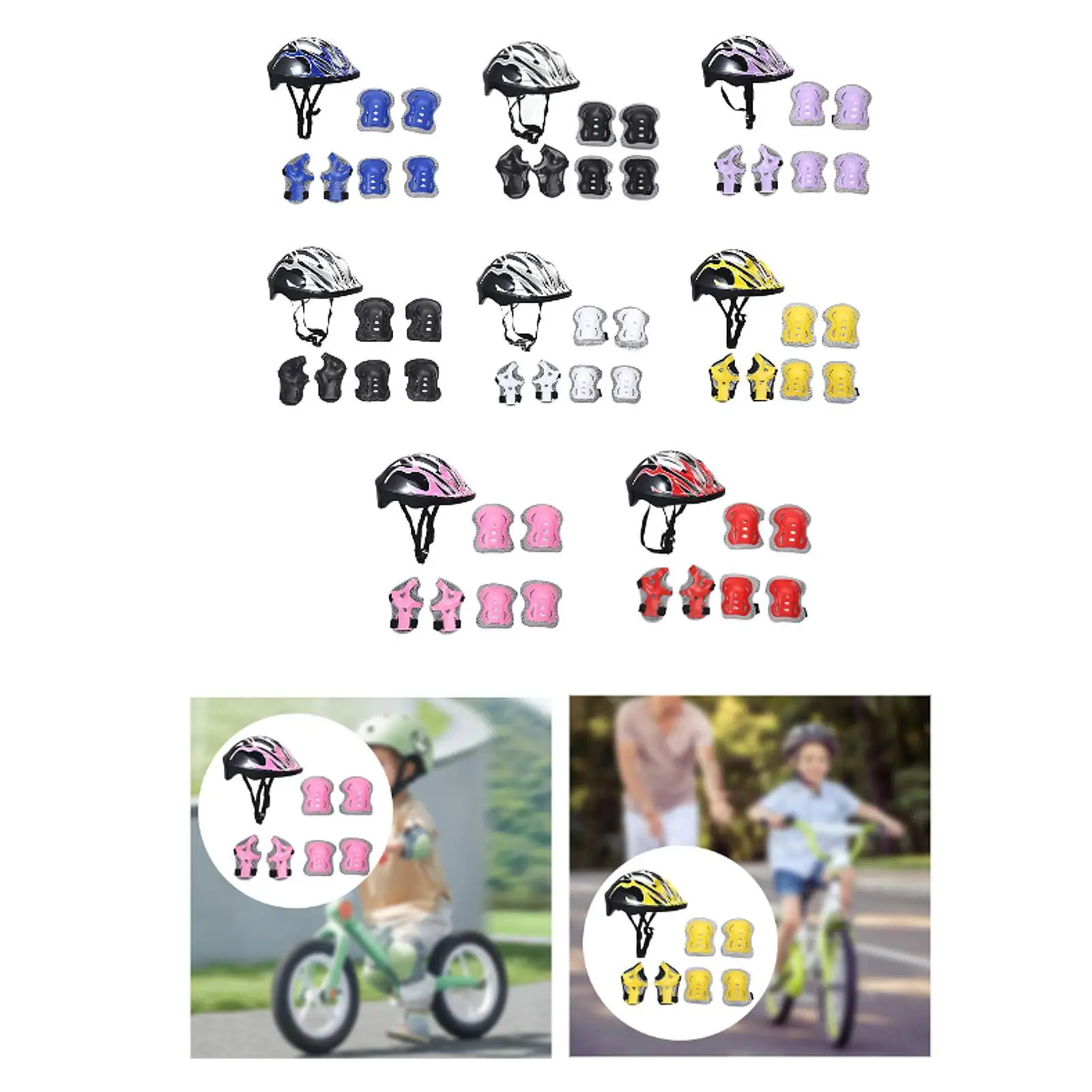 Conjunto de casco de bicicleta infantil con protectores de codos, equipamiento, casco de patinaje,