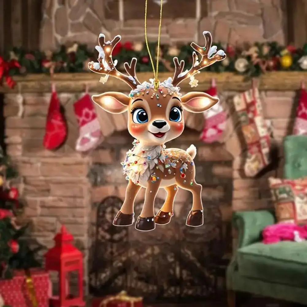 

Acrylic Hanging Ornaments Transparent Acrylic Christmas Decorations Festive Christmas Reindeer Ornaments for Home Car Decor 2d