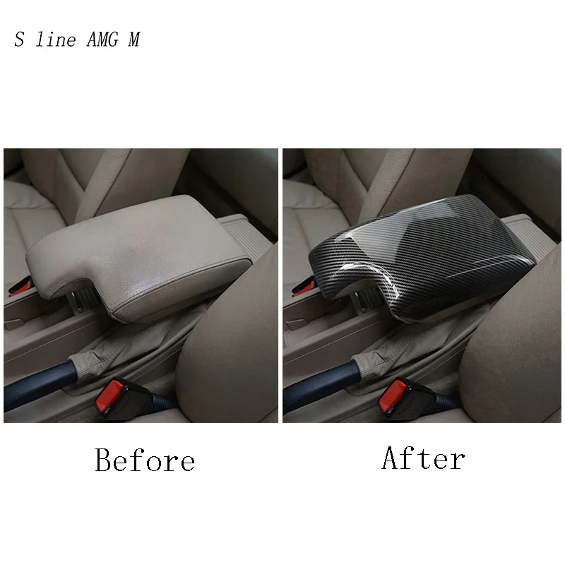 Car styling For BMW 3 Series E46 1998-2004 Carbon fiber Center Console Stowing Tidying Armrest box protect sticker cover Trim