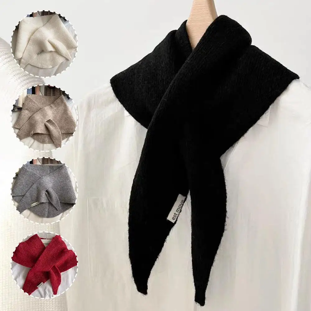 

Женский однотонный треугольный шарф, новый ветрозащитный теплый шарф для шеи, зимняя вязаная защита шеи, накладной воротник, холодостойкая шаль