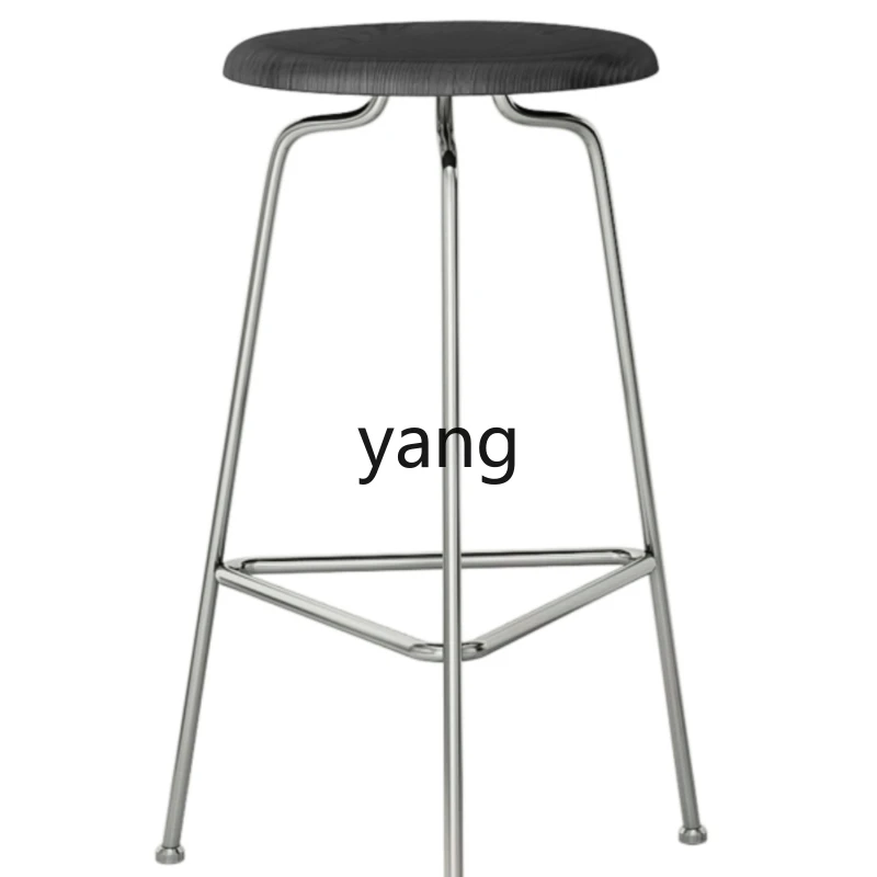 

Yjq Bar Stool Iron Bar Stool High Leg Home Modern Simple Casual Light Luxury Solid Wood Bar Stool