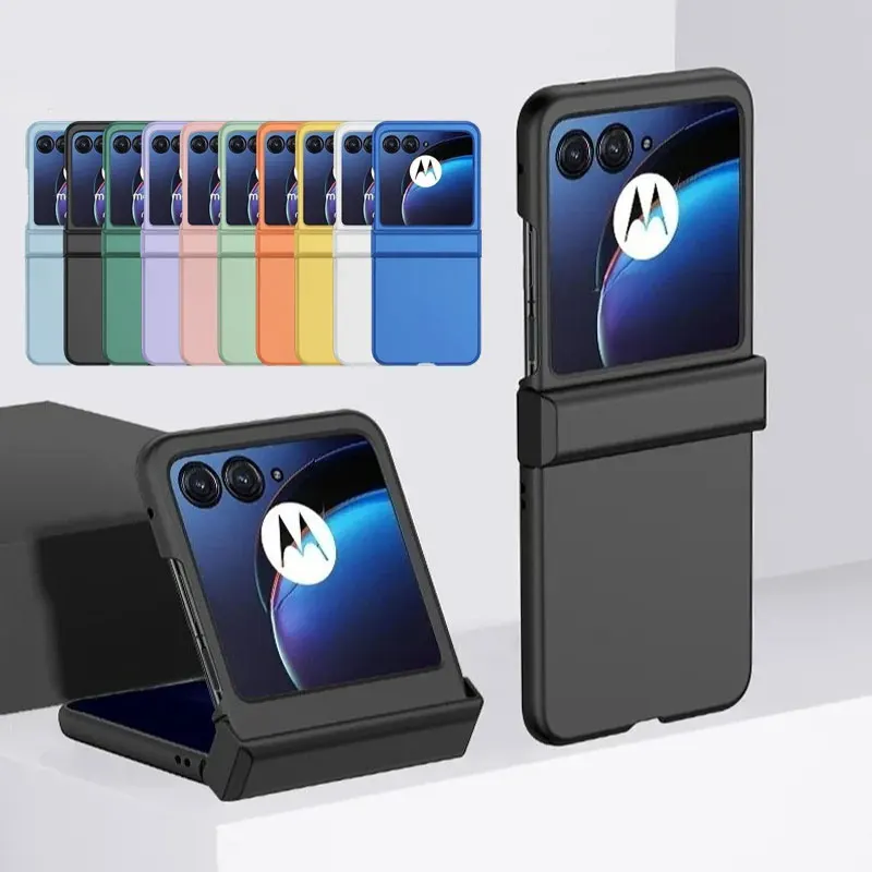 حافظة صلبة بملمس الجلد لهاتف موتورولا رازر 60 برو 50 40 Ultra Razr + 2024 2025 حافظة حماية كاملة لون الحلوى غطاء خلفي غير لامع #1