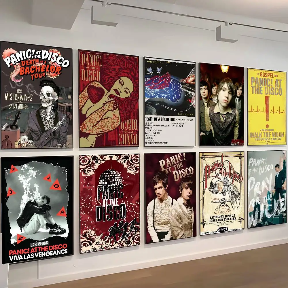 Rockband P-Panic At The Disco Poster, selbstklebende Kunst, Raumeingang, Restaurant, Wanddekoration, Kunstgemälde