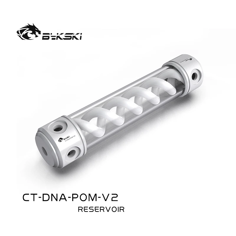 Bykski Lengte 260 mm 50 mm Diameter Reservoir POM + Acryl Dubbele Helix T-Virus Cilindrische watergekoelde tank CT-DNA-POM-V2