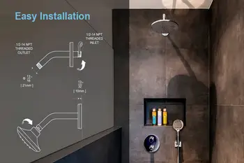 淋浴臂 壁掛式淋浴噴頭 壁掛式固定淋浴噴頭 鍍鉻,霧面黑 10 最佳銷售 淋浴臂 - №4