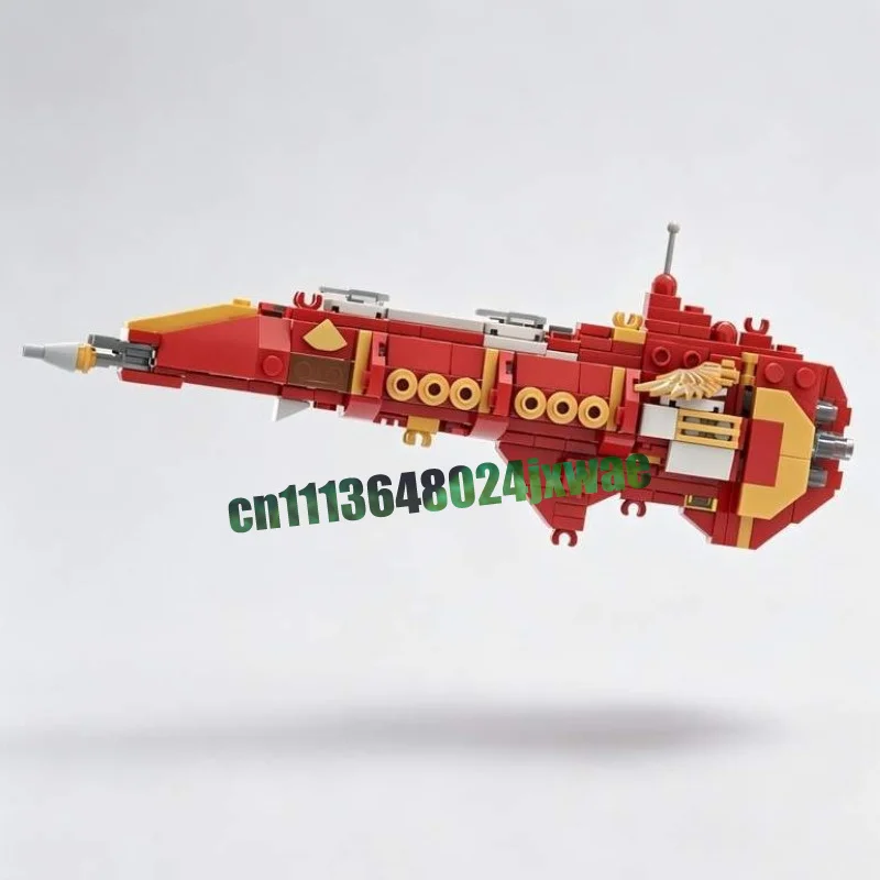 303Parts Moc Red Tear Spacecraft Model Custom Puzzle Sci Fi Design Diy Assembly Educational Building Blocks Toy Collection Gifts