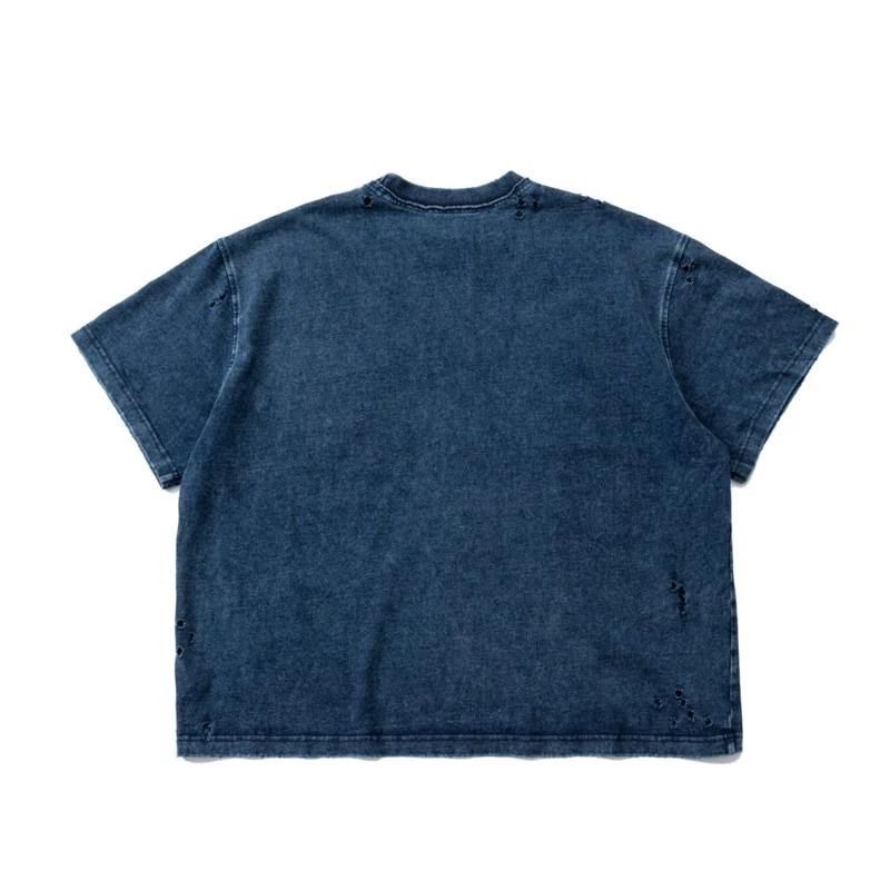 HKSH Summer New Men's Japanese Vintage Washed Vintage Ripped Pocket Patchwork Short-Sleeve T-shirt  Women Loose Fit Tees HK25958