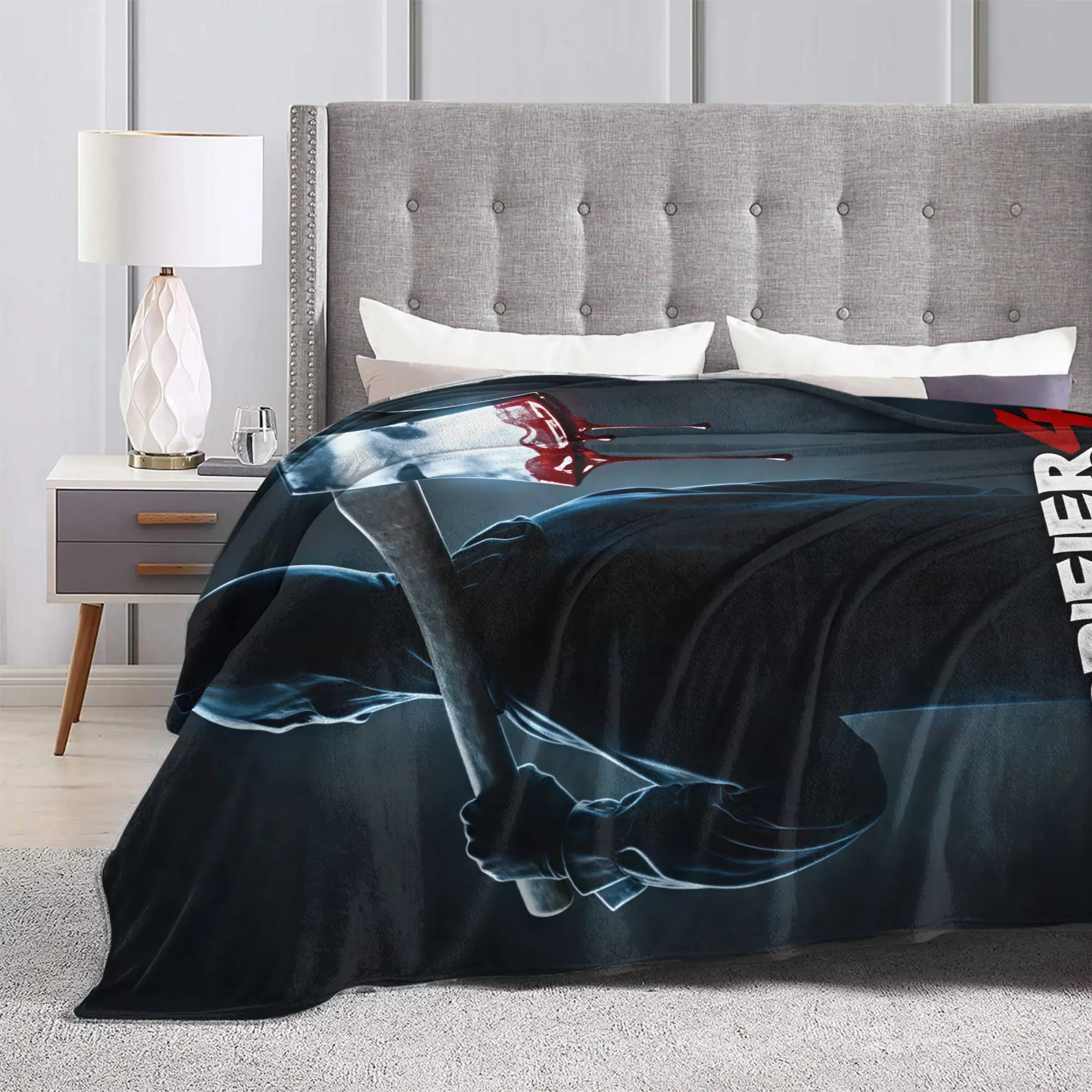 Terrifier 4 Halloween Plush Blanket Children Horron Flannel Throw Blanket For Home Decor Soft Warm Bedspread Birthday Gift