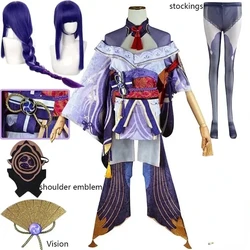 Raiden Shogun Cosplay Costume Baal Outfits Raiden Mei Full Set Dress  Headwear for Anime Expo