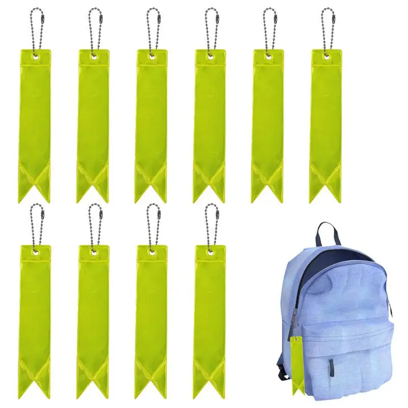 Reflective Keychain 10pcs Reflective Backpack Pendant Waterproof Children's Reflector Highly Visible Night Walking Safety Gear