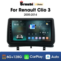 Srnubi Android 12 Carplay Car Radio For Renault Clio 3 2005 - 2014 Multimedia Player 2 Din GPS Stereo 4G LTE IPS Autoradio DVD