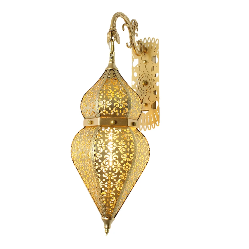 

Southeast Asian style hollow dining room golden wall lamps hotel corridor retro living room balcony decorative sconces lights