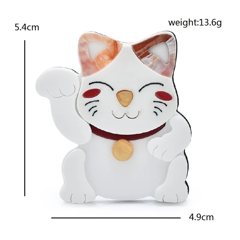 Wuli&baby Acrylic Very-lovely Cat Brooches For Women Taking Wealth And Lucky Cat Pets Animal Party Brooch Pins Gifts