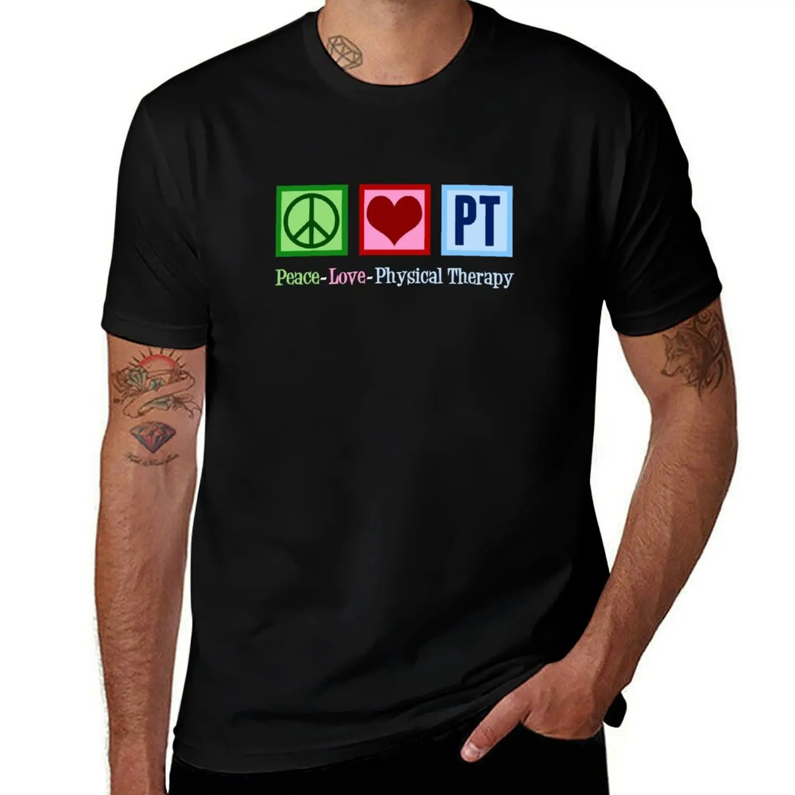 

Peace Love Physical Therapy T-Shirt man t shirt heavy cotton man t shirt cotton high quality t shirt man casual T-Shirt