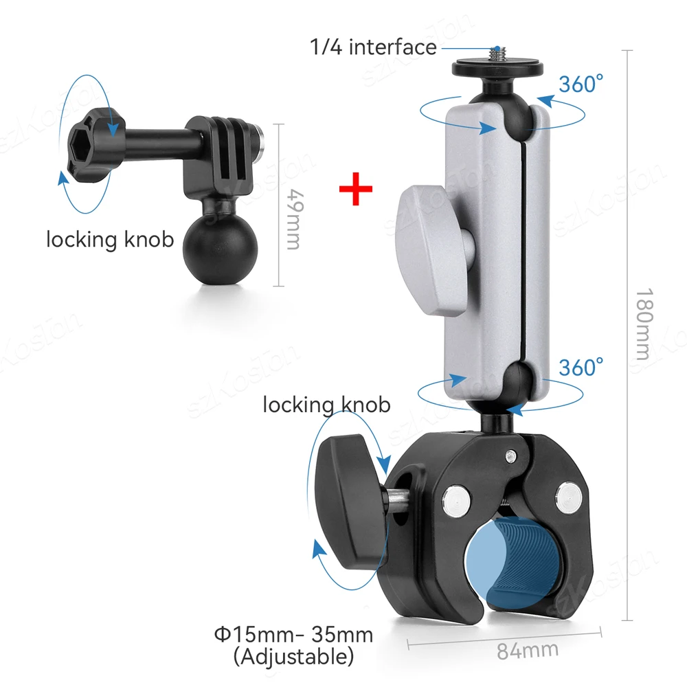 SZKOSTON Motorrad Fahrrad Kamera Halter Lenker Halterung Fahrrad Halterung für GoPro 13 12 11 10 9 8 DJI Action 6 5 Pro NANO Insta360 X5 X4 4