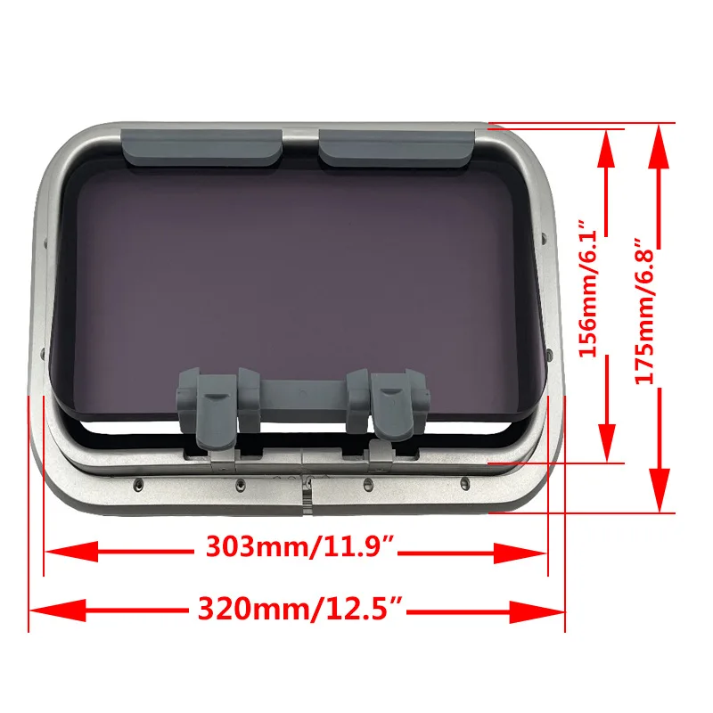 MARINE Rectangular Porthole, Aluminum Alloy Frame, Tempered Glass Skylight, RV And Yacht Window Accessories