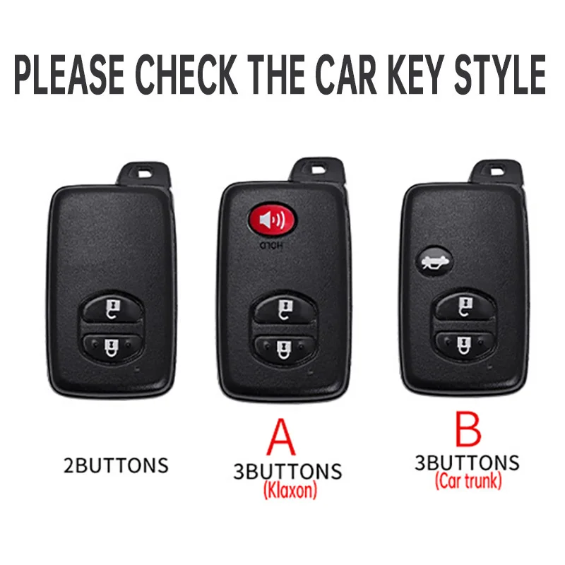 2 3 Buttons For Toyota Aqua RAV4 Land Cruiser Camry Prado Corolla Prius 2013 2014 Carbon Fiber Car Key Case Cover Keyring Holder