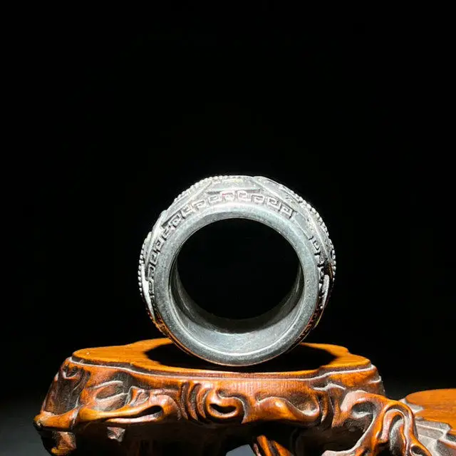 Tibetan silver chisel engraved five emperors rotatable silver finger wrench men's and women's retro silver ring jewelry