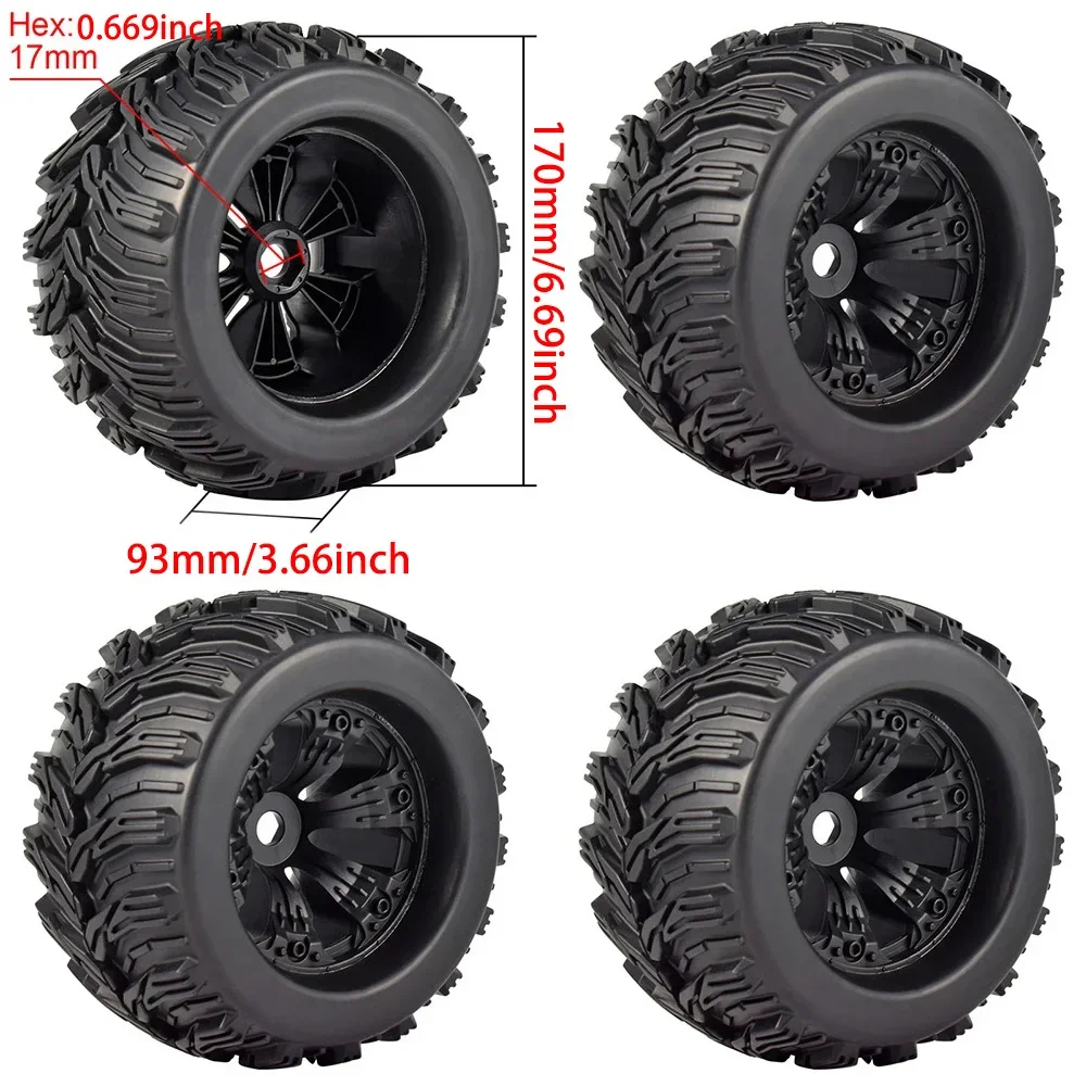 4 STUKS 17mm Hex 1/8 RC Monster Truck Wielband Hub Velg Rubberen Band VOOR RC Auto Redcat HPI Kyosho Hobao Hongnor Team Losi GM DHK